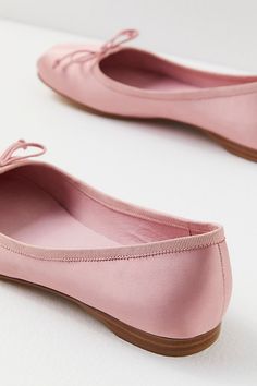 Get that sweet, studio-inspired style with these dainty ballet flats, featured in a satin finish for a luxe touch. **Features:** Flat style, round toe, satin uppers, grosgrain topline, bow detail, lined footbed **Why We | Aurora Flats by Jeffrey Campbell at Free People in Pink, Size: US 8 Ballet Flats With Bow, Chic Pink Ballet Flats For Evening, Feminine Pink Ballet Flats, Elegant Spring Ballet Flats With Satin Bow, Spring Ballet Flats With Satin Bow And Closed Toe, Pink Feminine Ballet Flats For Spring, Feminine Pink Ballet Flats For Spring, Elegant Spring Flats With Satin Bow, Feminine Ballet Flats For Evening