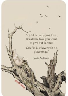 a tree branch with birds flying in the background and a quote from jamie anderson about love