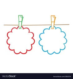 two toothbrushes hanging on a clothes line with clouds and stars in the background