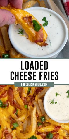 loaded cheese fries with bacon and ranch dressing