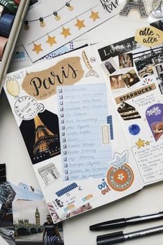 Décorer son journal de voyage sans dessiner - le scrapbooking Travel Bullet Journal Ideas, Scrapbook Planning, Scrapbooking Retreats