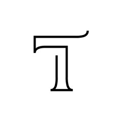 the letter t is shown in black and white