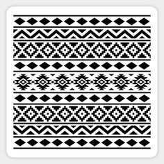 a black and white pattern with geometric shapes on the bottom, in different directions to make it