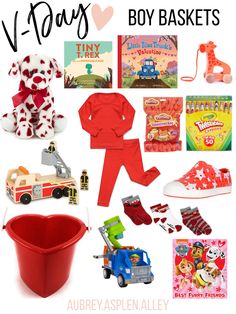 valentine's day gift guide for boys and girls with toys, books, and gifts