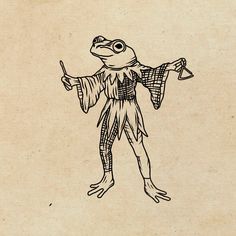 a drawing of a frog holding an umbrella