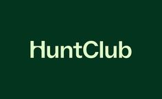 the word huntclub is shown in green and white on a dark green background