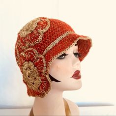 Roman Keflay Hand Crochet 1920’s Flapper Style Hat Brand New With Tag. Inside Circumference 23” Vintage Crochet Cap Hat, Adjustable Vintage Crochet Hat, Vintage Crochet Bucket Hat, Crochet Flapper Hat, Greek Fisherman Hat, 20’s Fashion, 1920s Hats, Vintage Fashion Sketches, 1920s Hat