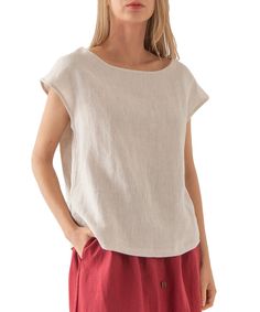 PRICES MAY VARY. The casual tops is made of 100% linen fabric, lightweight, breathable and durable It features a crew-neck, cap-sleeve, solid color, loose fitting, pull on closure This linen tops is easy to dress up. The basic design adds a cute sense of style to this simple top, trendy and flattering Great for daily wear, casual, shopping, work, street, date, office, work, beach, holiday, or any occasion Machine washable. Please refer to the detailed size measurement in the image before orderin Elite Shorts, Essential Clothing, Outfit Essentials, Loose Fit Blouse, Loose Fit Shirts, Boho Chic Outfits, Casual Cap, Linen Clothing, Linen Casual