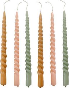 five candles are lined up in different colors