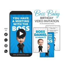 the boss baby birthday video card is displayed on an iphone