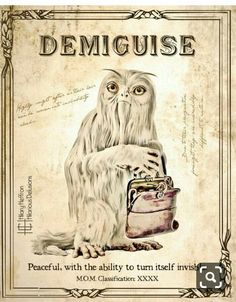 an old poster with a long - haired owl holding a suitcase