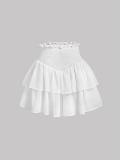 White Boho Collar  Woven Fabric Plain Skort Embellished Non-Stretch  Women Clothing White Skirt Short, Short White Skirt, White Skirt Summer, Sports Skirt, Simple Casual Outfits, Embellished Shorts, Romantic Woman, White Bottoms, Disney Bounding