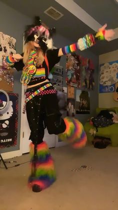 Cool Outfits To Wear To School, Scenecore Poses, Scene Aethstetic, Rainbow Scene Outfit, Scenecore Outfits Male, Diy Scene Clothes, How To Dress Scene, Scene Fursona, Scenecore Aesthetic Outfit