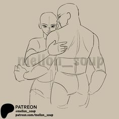 a drawing of two people hugging each other with the words pateron written on it