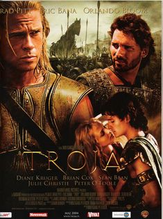 the movie poster for this is troaaaaaa, which features two men in armor