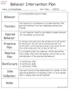 the behavior plan for students to use in their homes and classroom activities, including reading