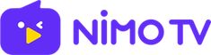 the nimo tv logo is purple and yellow