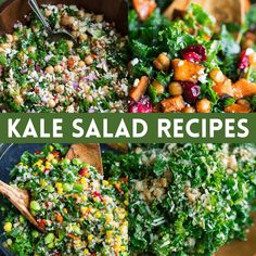 kale salad in a bowl with wooden spoons