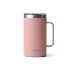 the yeti mug is shown in pink