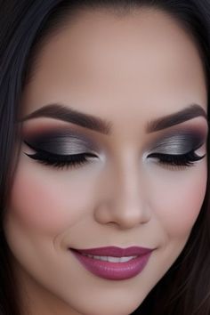 Boss Lady Makeup Look, Smoky Eyeshadow For Blue Eyes, Beautiful Makeup Looks, Dark Smokey Eye Makeup, Makeup Looks Winter, Brown Smokey Eye Makeup, Party Makeup Tutorial