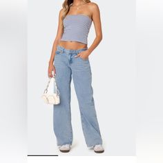 Never Worn Xl Blue Low Rise Baggy Jeans. Super Cute Just Too Long For Me! Casual Blue Cropped Bottoms, Edikted Jeans, Edikted Low Rise Jeans, Cheap Light Blue Low-rise Bottoms, Low Rise Light Blue Jeans, Cheap Fitted Low-rise Jeans, Low Rise Abrand Jeans, Grunge Jeans, Low Rise Baggy Jeans