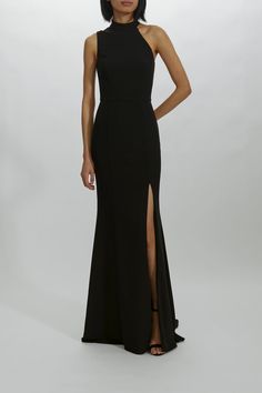 Nala – Amsale Black Crepe Gown, Black Halter Gown, Amsale Bridesmaid Dresses, Alt Wedding, Amsale Bridesmaid, Amsale Dress, Black Tie Attire, Black Bridesmaids, Crepe Gown