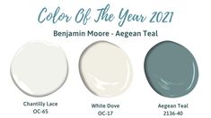 three shades of white paint with the words color of the year 2012 and below them