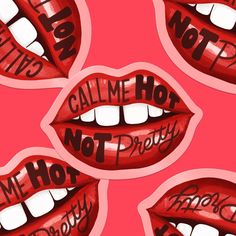 four stickers with the words,'calm me hot not pretty'on them