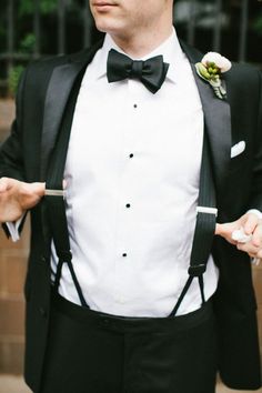 Tux With Suspenders, Brown Suit Wedding, Groom Suspenders, Suspenders Wedding, Groom And Groomsmen Attire, Groom Tuxedo, Black Tux, Tuxedo Wedding, Outfits Black