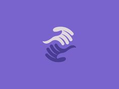 two hands reaching for each other on a purple background