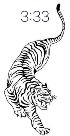 a tiger jumping up into the air with numbers on it's back and side