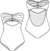 the front and back view of a swimsuit