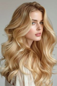 Wedding Long Blonde Hair, Long Wavy Hair For Wedding, Soft Loose Waves, Soft Voluminous Curls, Voluminous Long Hair, Simple Elegant Hairstyles For Long Hair, Big Waves For Long Hair, Soft Waves Long Hair, Big Loose Waves