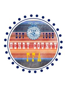 the logo for henry county, texas with an orange and blue circle around it's center