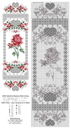 a cross stitch pattern with roses on it