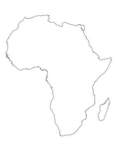 an outline map of africa with the country's capital in black on a white background