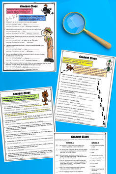 Students practice using context clues to determine the meaning of an unknown word with these six context clues worksheets. Five types of context clues are featured, including synonyms, antonyms, examples, definitions, and inference clues. These worksheets are designed for students in 4th and 5th grade. Four exit tickets are also included. In all, 53 practice items are included in this resource! Build your upper elementary students' vocabulary with these context clues worksheets! Types Of Context Clues, Context Clues Worksheets, Exit Tickets, Vocabulary Building