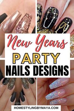 News Years Nails Designs, New Years Eve Gel Nail Designs, New Years Fingernails, New Years Nails Acrylic Coffin Short, Dip Nails For New Years, Nails For New Years 2022, Happy New Year Nails Designs 2023, New Year’s Eve Nails 2022, New Years 2023 Nails