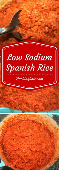 an image of how to cook spanish rice in the slow cooker with text overlay