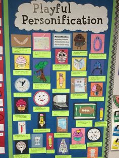 a bulletin board with pictures and words on it that say playful personalization in different languages