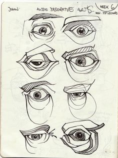 a drawing of different types of eyes