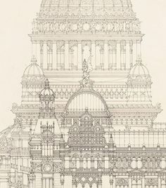 an architectural drawing of the dome of a building