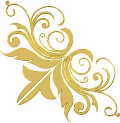 an artistic golden design with swirls and leaves