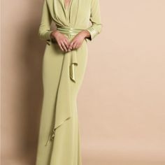 Quiet Elegance Galas Or Mother Of The Bride Column Sheath Floor Length Maxi Draped V Neck Center Scarf Drape Down Middle Built-In Bra Fully Lined. Silk Slight A Line - Mermaid Slight Train Deep Dark Green Green Cumber-Bun And Wrist Detail Long Center Scarf Drape High Society Photo Is The Exact Dress In Pale Green Elegant Floor-length Green Gown, Green Long Sleeve Evening Dress For Wedding Guest, Fitted Green Gown For Wedding Guest, Green Fitted Gown For Wedding Guest, Elegant Green V-neck Mother Of The Bride Dress, Green Floor-length Mother Of The Bride Dress, Elegant Green Gown For Wedding Guest, Elegant Green Evening Dress For Wedding, Green Fitted Long Sleeve Mother Of The Bride Dress