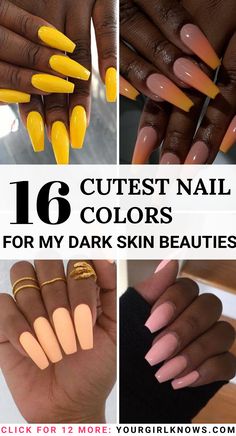 Looking for some dark skin nails inspo? You are so on the right post! Here are 16 Cute nail colors for dark skin black women which will surely leave your hands prettier! Nails 2023 Trends Square Long, Gel Nail Designs On Dark Skin, Fall Nail Designs On Dark Skin, Nail For Black Skin, Summer Nails On Black Women, Nail Design On Black Women, Black Skin Nail Art, Nail Color On Dark Skin Black Women, Black Woman Nail Designs