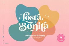 an advertisement for the modern sersit family, featuring colorful shapes and font on pink background