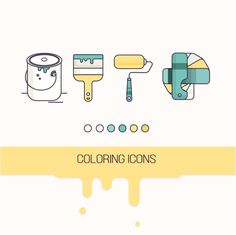 an image of paint and rollers with the words coloring icons