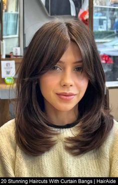 Looking for stylish haircuts with curtain bangs? Checkout these 20 beautiful haircuts that highlight curtain bangs! #curtainbangs Curtain Bangs For Fine Wavy Hair, Midlength Hairstyles Curtain Bangs, Kids Curtain Bangs Medium Hair, Modern Bob Haircut With Bangs, Girls Curtain Bangs Kids, Girls Curtain Bangs, Girl Haircut With Bangs, Highlight Curtain Bangs, Girls Haircuts With Bangs