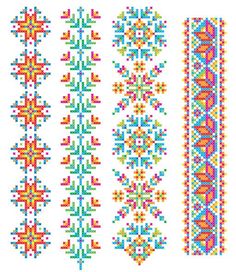 cross stitch designs in different colors and sizes