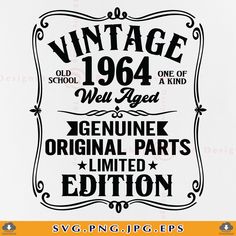 an old school style sign with the words vintage, new aged and original parts limited